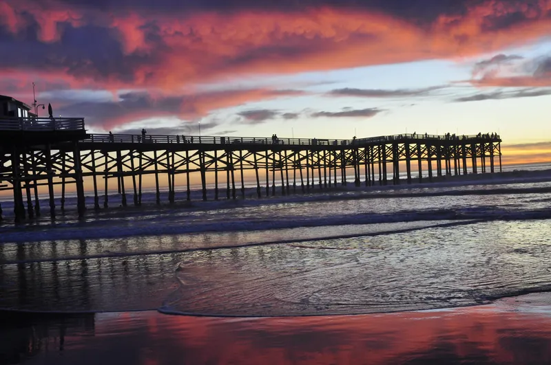 Sunset photo of Crystal Pier at pacific Beach in San Diego California